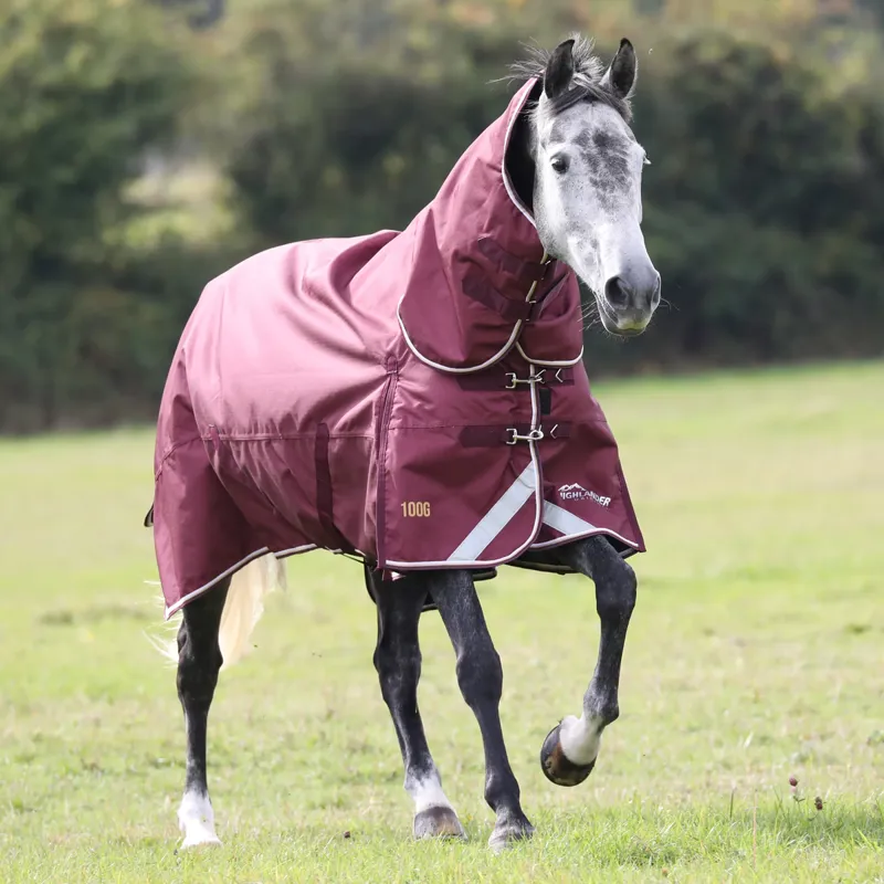Shires Highlander Plus 100 Combo Turnout Rug - Maroon